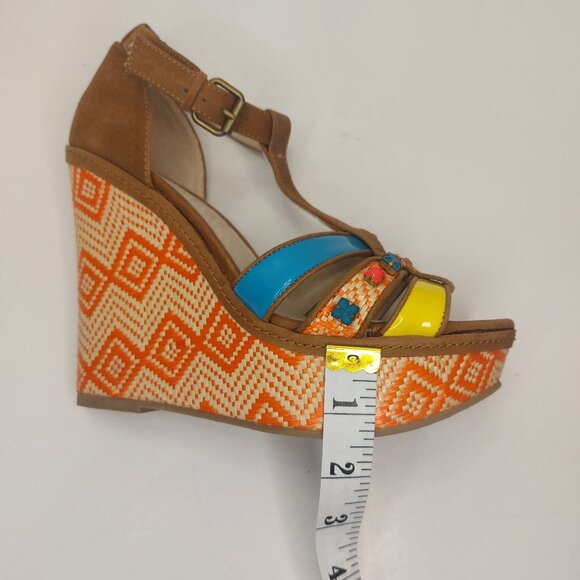 ALDO Multi Color Platform Wedge Sandals Women's Size US 6.5/ EUR 37 - Picture 8 of 11
